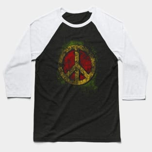 Rasta 3D Peace Sign - One Love - Graffiti - Grunge Baseball T-Shirt